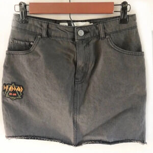 Def Leopard Denim Micro Skirt Mini Skirt Junk Food Festival Concert XS 3 2